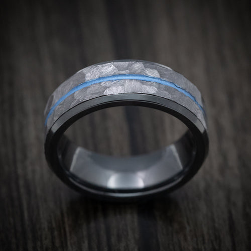 Ranger XIII - Black Zirconium Men's Wedding Ring with Tantalum and Cerakote Inlays Band - view 2 - Nura Lab