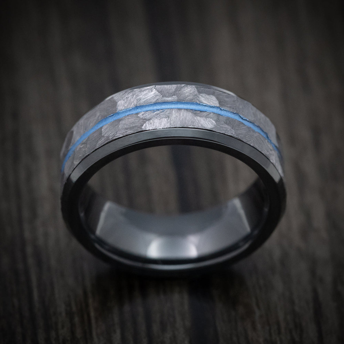 Kingsguard VI - Black Titanium Men's Wedding Ring with Tantalum and Cerakote Inlays Band - view 2 - Nura Lab