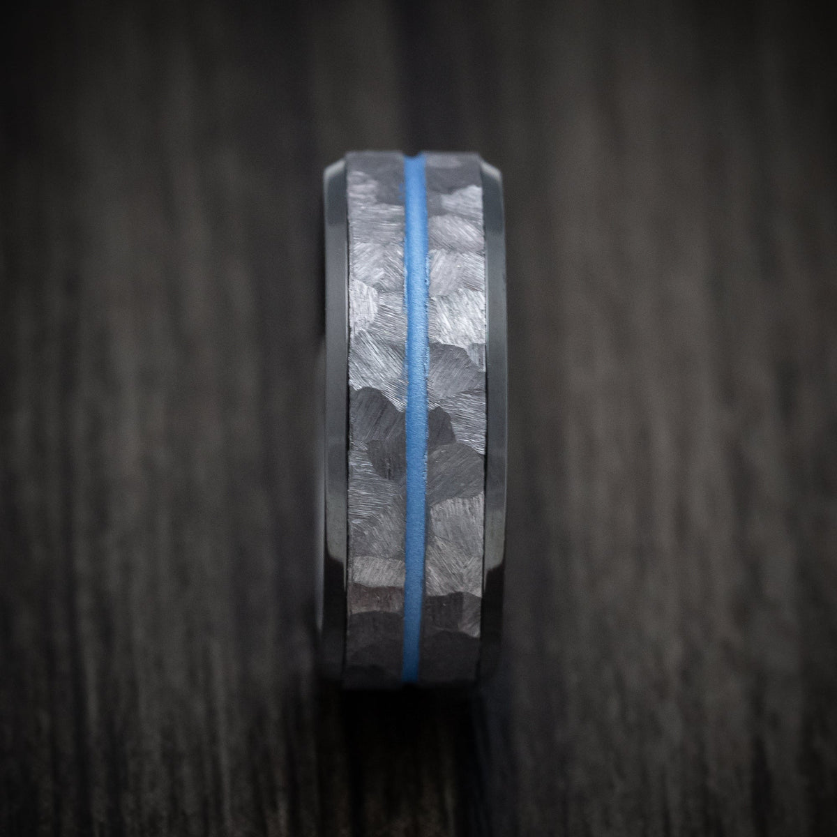 Ranger XIII - Black Zirconium Men's Wedding Ring with Tantalum and Cerakote Inlays Band - view 3 - Nura Lab