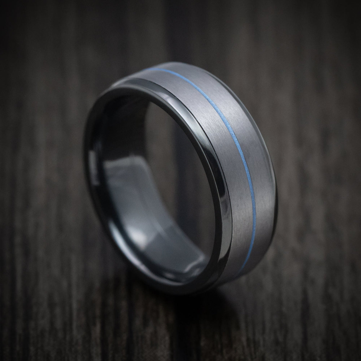 Stronghold VI - Black Titanium or Black Zirconium Custom Men's Wedding Ring with Tantalum and Cerakote Inlays - Nura Lab