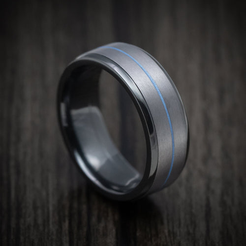 Stronghold VI - Black Titanium or Black Zirconium Custom Men's Wedding Ring with Tantalum and Cerakote Inlays - Nura Lab