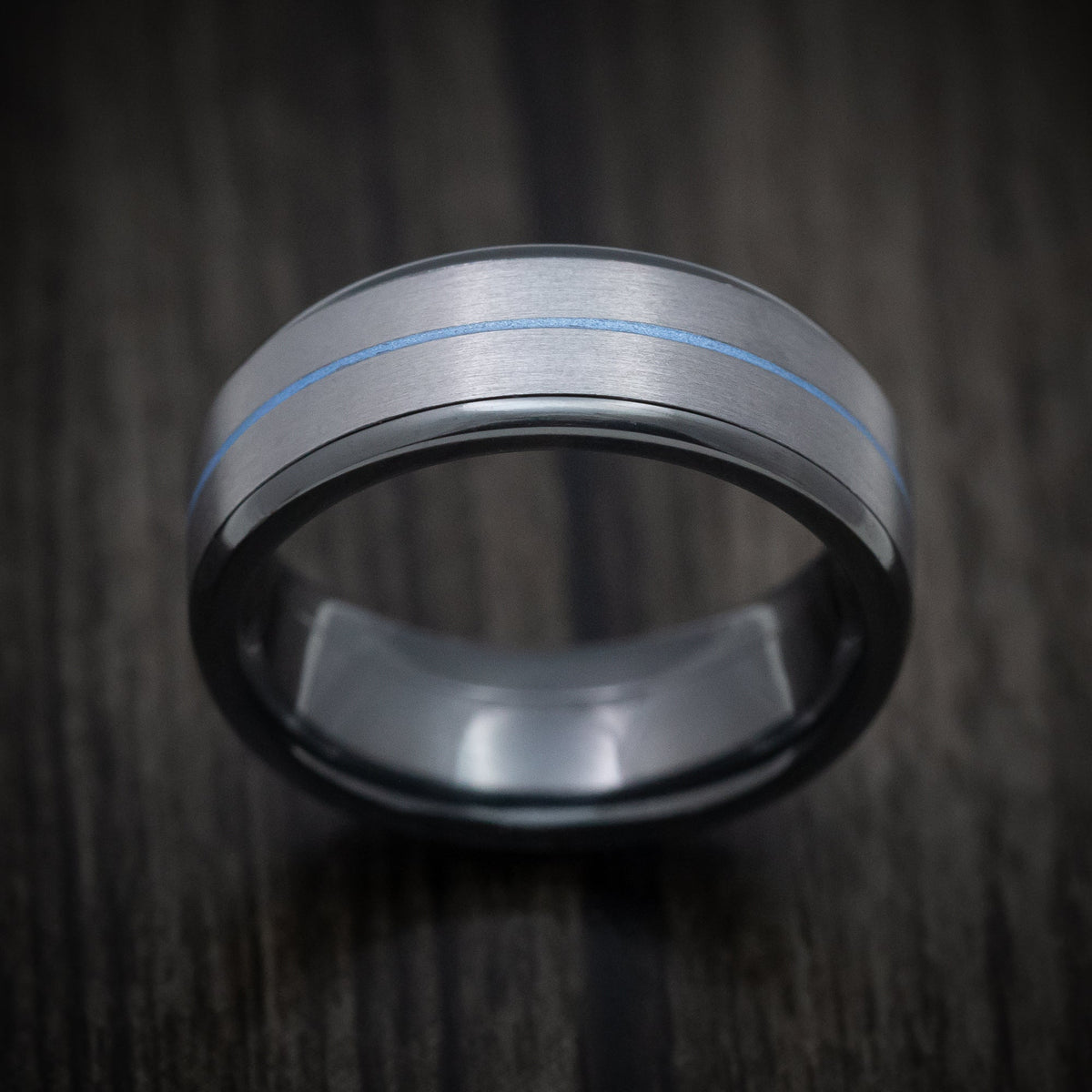 Stronghold VI - Black Titanium or Black Zirconium Custom Men's Wedding Ring with Tantalum and Cerakote Inlays - view 2 - Nura Lab