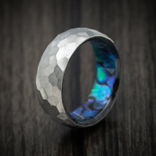 Kingsguard IV - Titanium Men's Wedding Ring with Abalone Sleeve Band - view 4 - Nura Lab