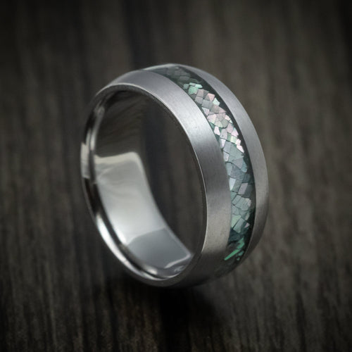Midnight XIII - Tantalum Men's Wedding Ring with Black Mother of Pearl Inlay Band - Nura Lab