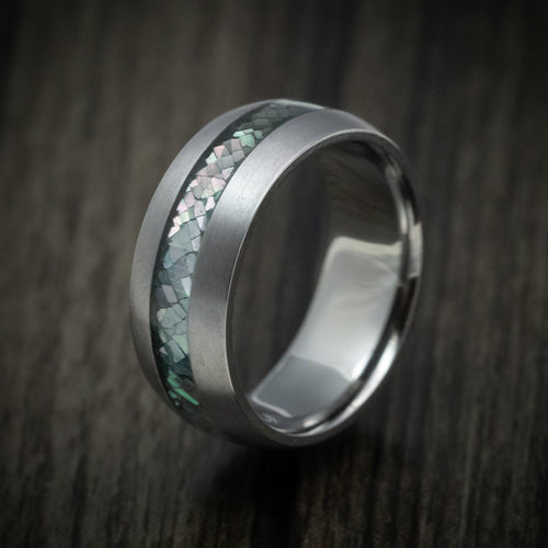 Midnight XIII - Tantalum Men's Wedding Ring with Black Mother of Pearl Inlay Band - view 4 - Nura Lab