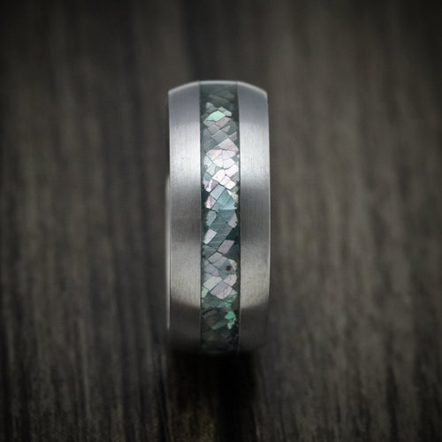 Midnight XIII - Tantalum Men's Wedding Ring with Black Mother of Pearl Inlay Band - view 3 - Nura Lab