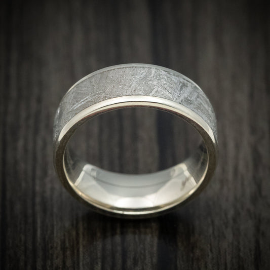 Kingsguard XVII - White Gold Men's Wedding Ring with Gibeon Meteorite Inlay Band - view 2 - Nura Lab