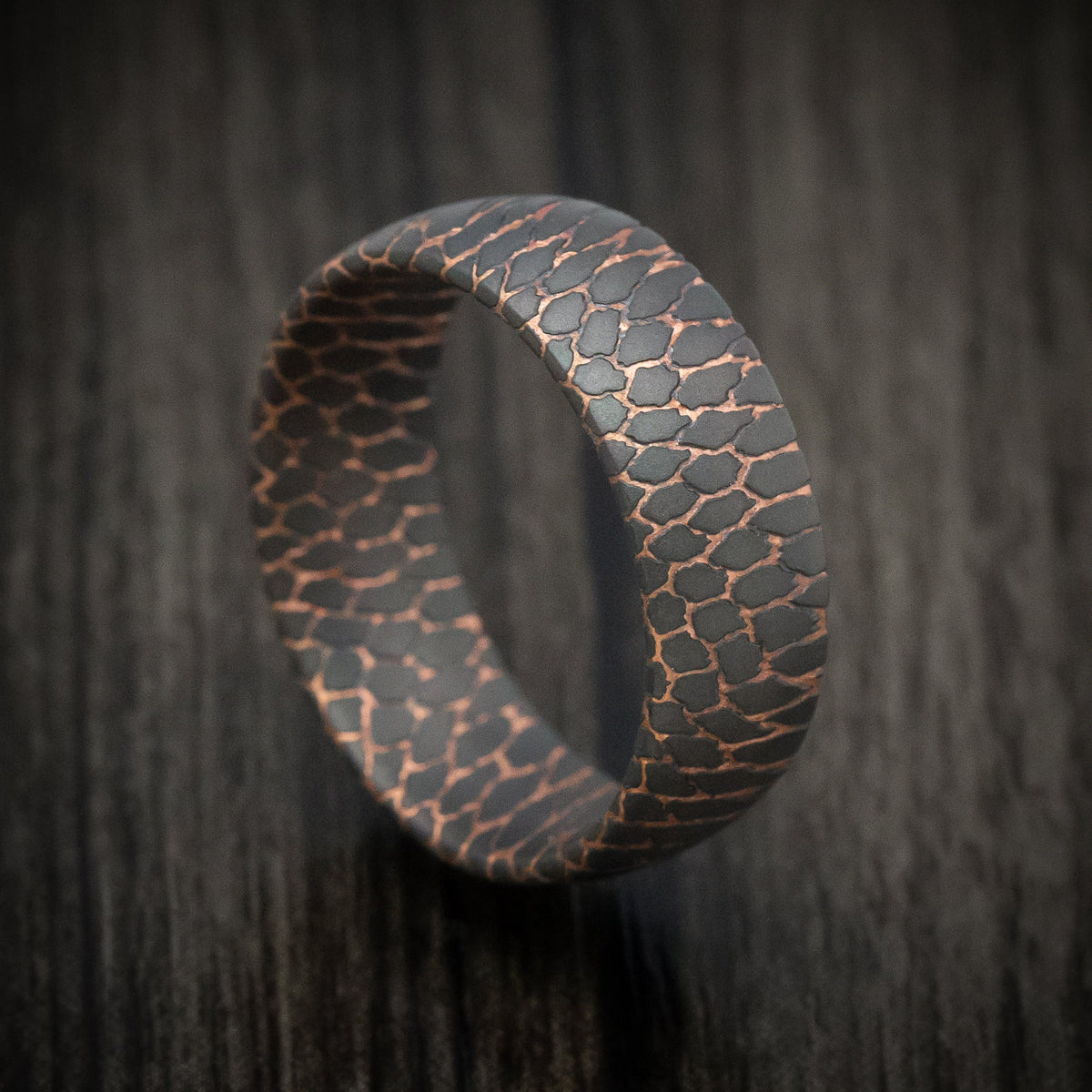 Kingsguard V - Darkened Superconductor Men's Wedding Ring Titanium-Niobium And Copper Band - Nura Lab