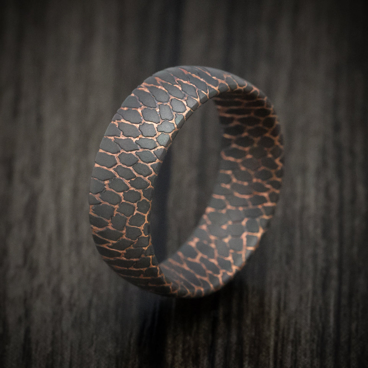 Kingsguard V - Darkened Superconductor Men's Wedding Ring Titanium-Niobium And Copper Band - view 4 - Nura Lab
