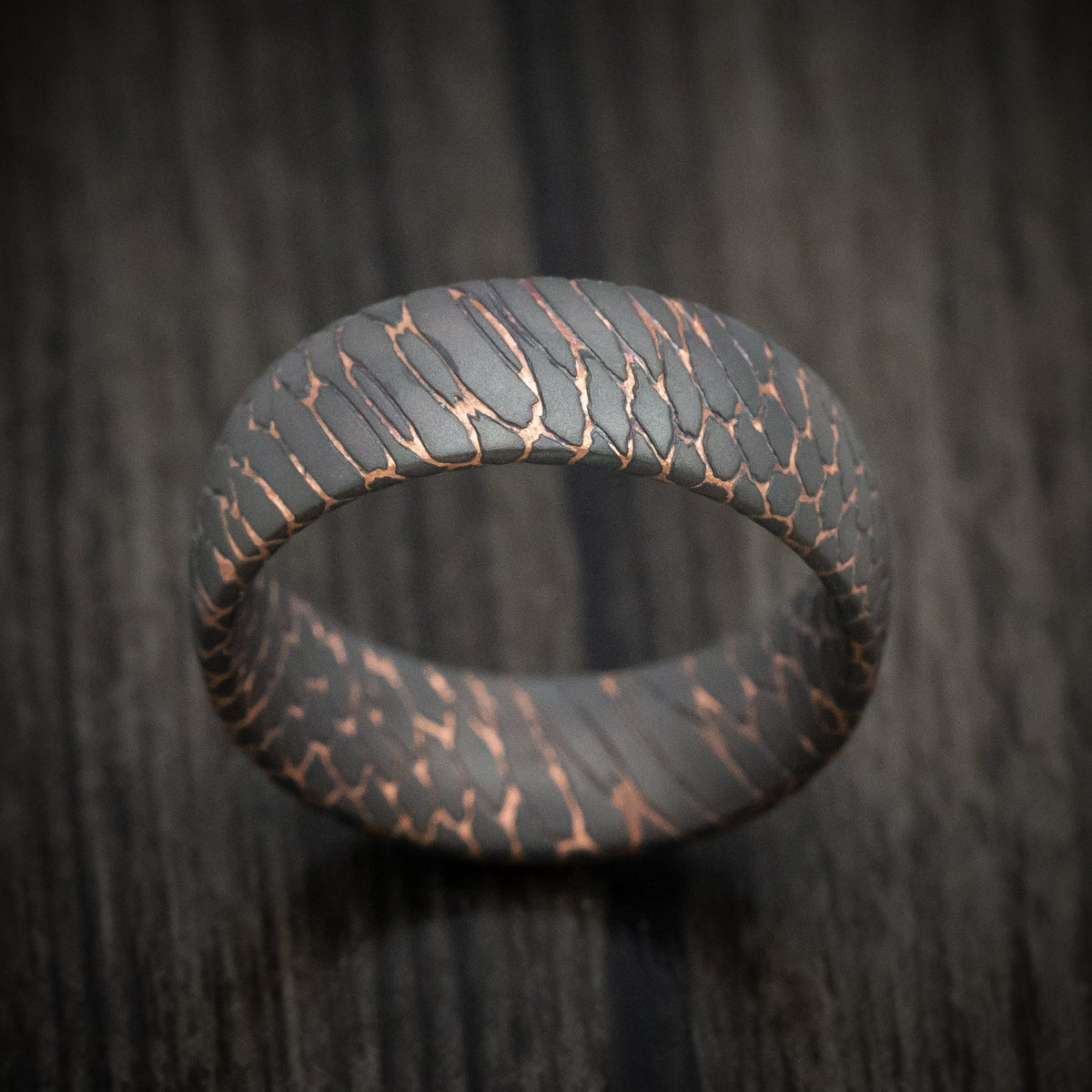 Kingsguard V - Darkened Superconductor Men's Wedding Ring Titanium-Niobium And Copper Band - view 2 - Nura Lab