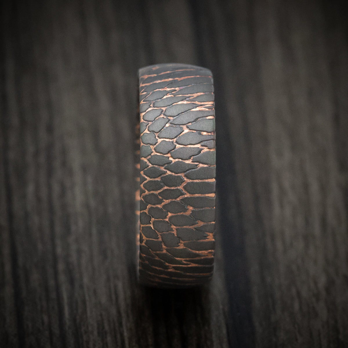 Kingsguard V - Darkened Superconductor Men's Wedding Ring Titanium-Niobium And Copper Band - view 3 - Nura Lab