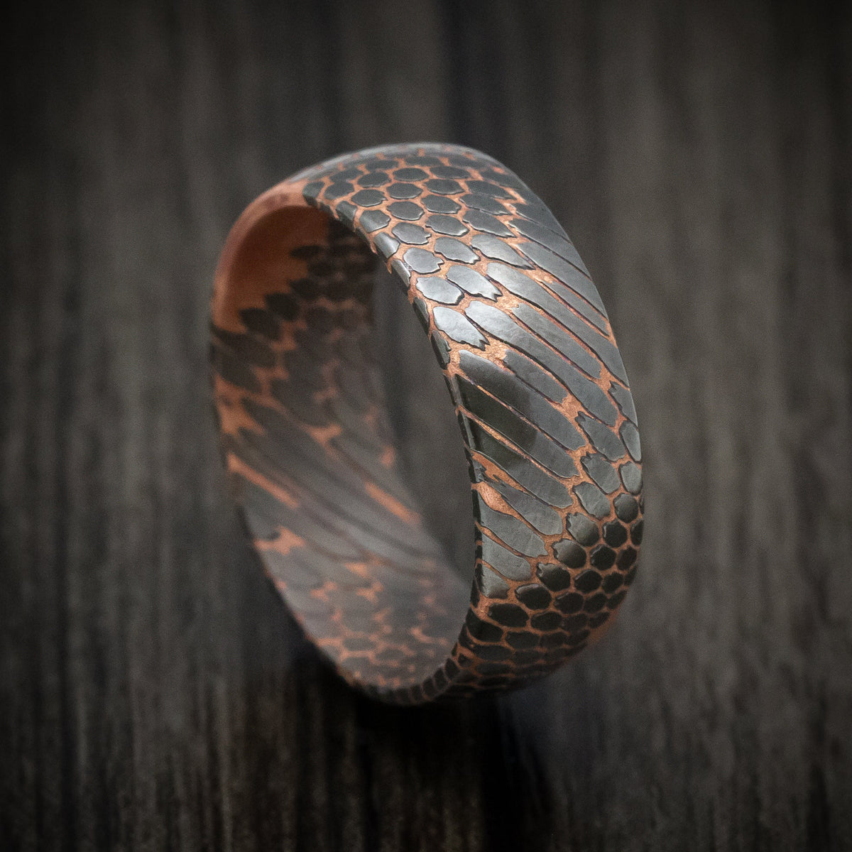 Echelon V - Darkened Superconductor Men's Wedding Ring Titanium-Niobium And Copper Band - Nura Lab