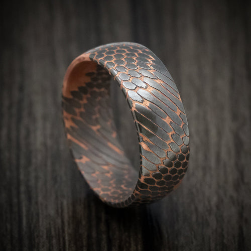 Echelon V - Darkened Superconductor Men's Wedding Ring Titanium-Niobium And Copper Band - Nura Lab