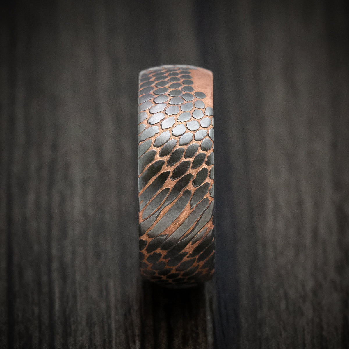 Echelon V - Darkened Superconductor Men's Wedding Ring Titanium-Niobium And Copper Band - view 3 - Nura Lab