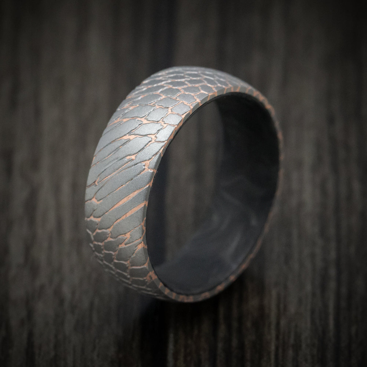 Obsidian XV - Superconductor Men's Wedding Ring with Forged Carbon Fiber Sleeve Band - view 4 - Nura Lab