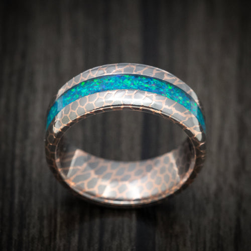 Summit XVII - Superconductor Men's Wedding Ring with Opal Inlay Band - view 2 - Nura Lab