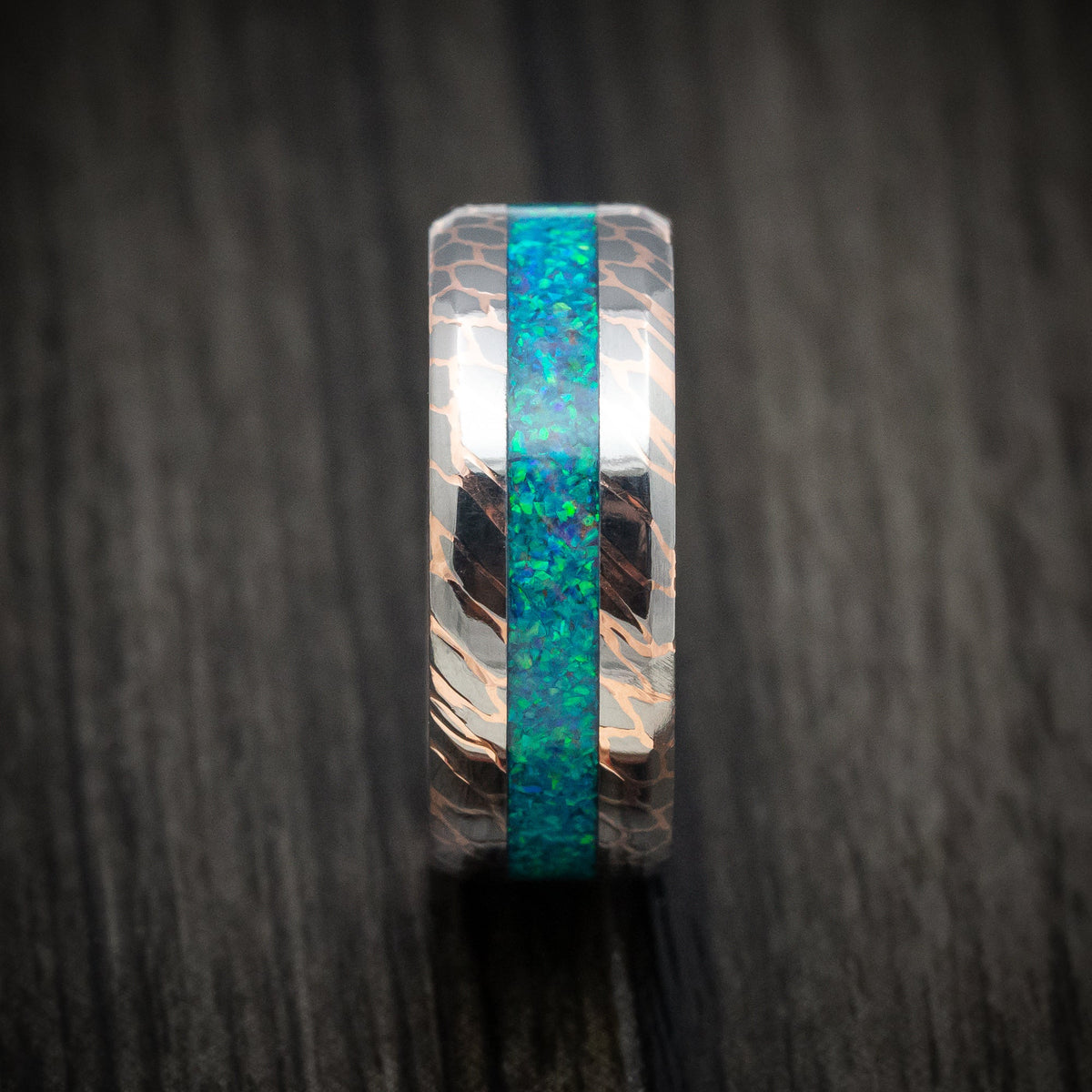 Summit XVII - Superconductor Men's Wedding Ring with Opal Inlay Band - view 3 - Nura Lab