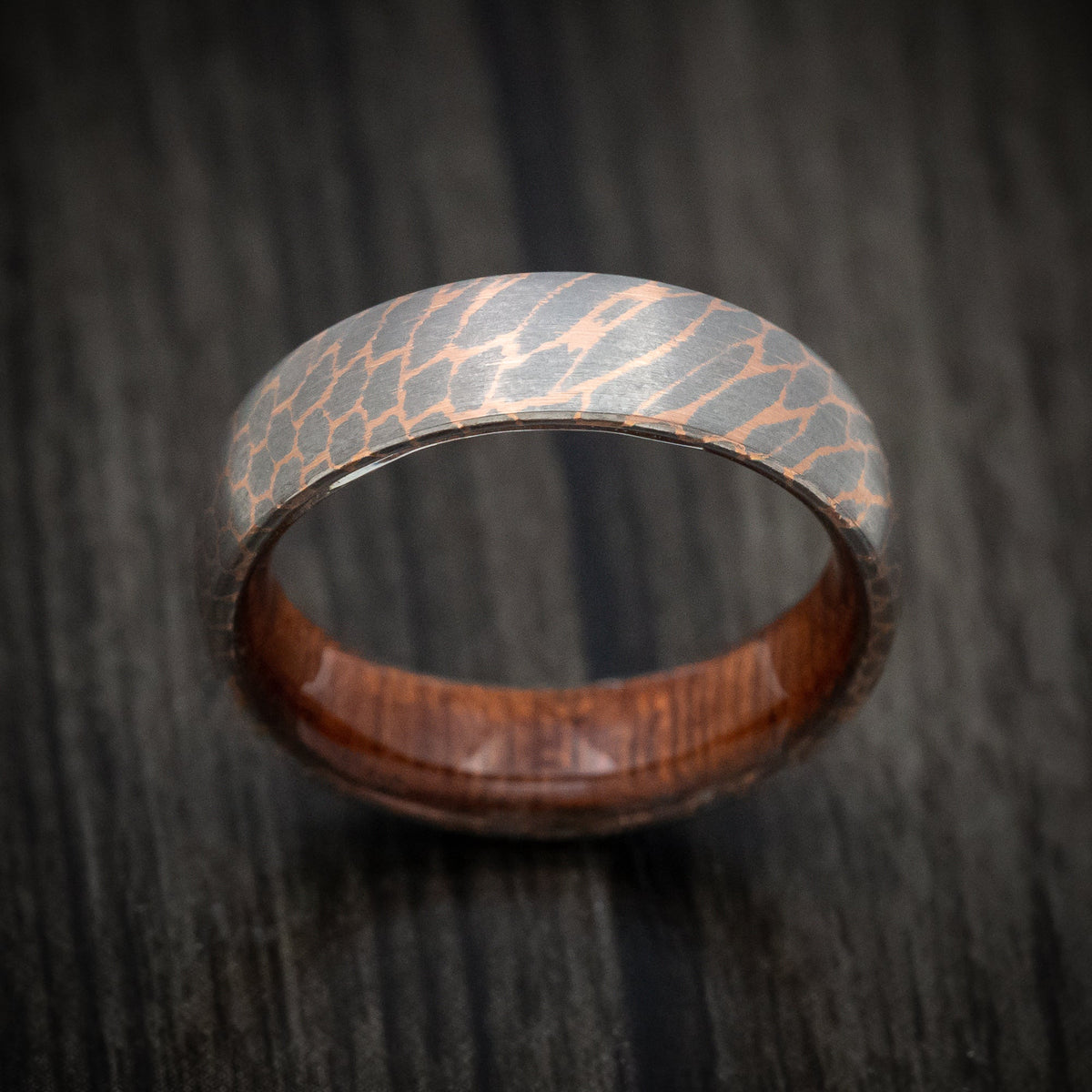 Citadel XII - Superconductor Men's Wedding Ring with Wood Sleeve Band - view 2 - Nura Lab