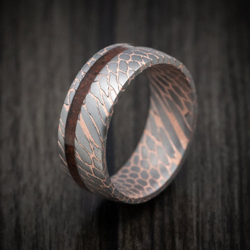 Midnight XVI - Superconductor Men's Wedding Ring with Dinosaur Bone Inlay Band - view 4 - Nura Lab