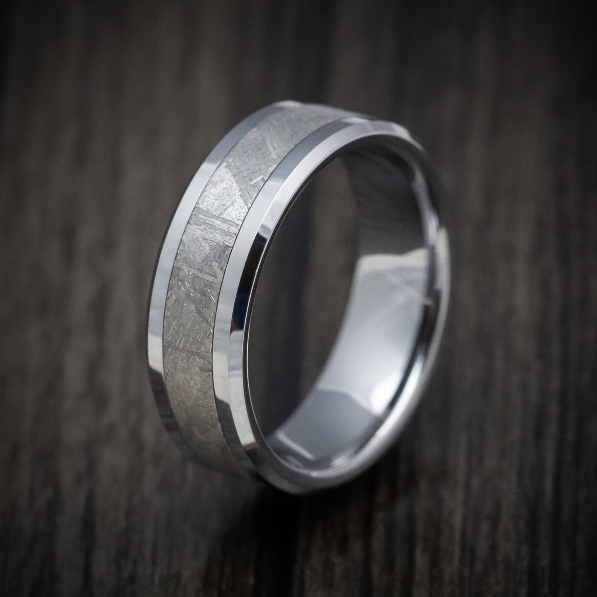 Slate XIV - Tantalum and Gibeon Meteorite Men's Wedding Ring Band - view 4 - Nura Lab