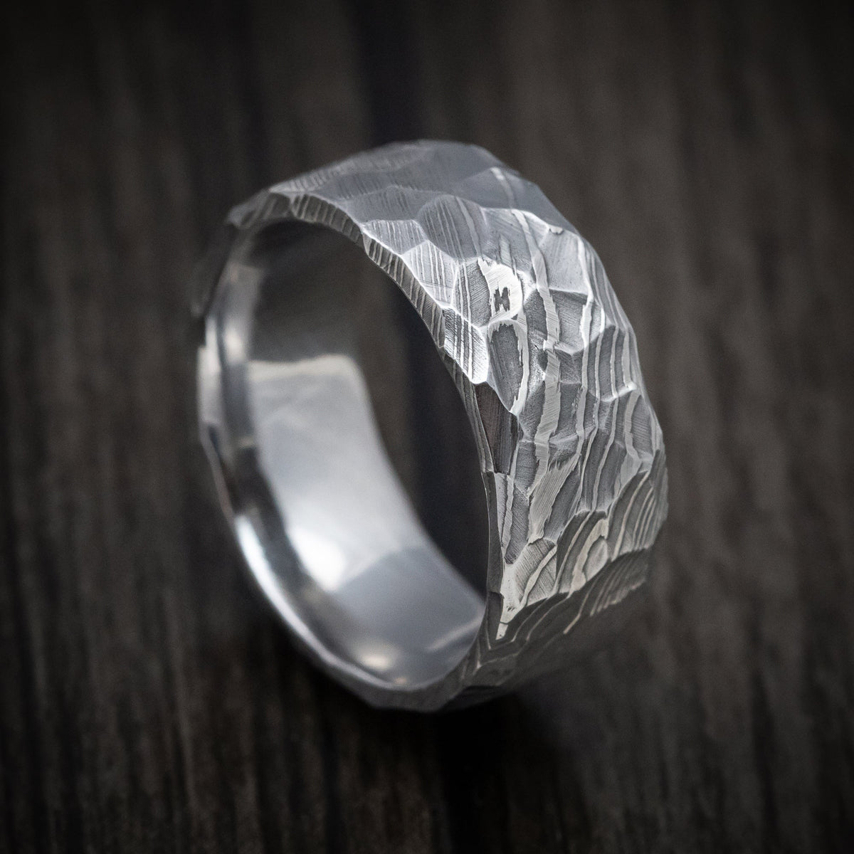 Baron X - Damascus Steel Rock Finish Men's Wedding Ring Band - Nura Lab