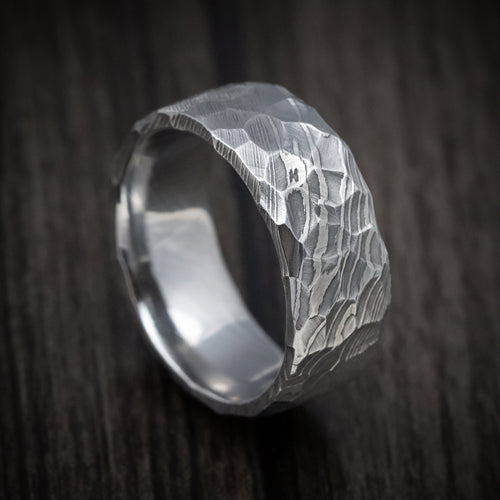 Baron X - Damascus Steel Rock Finish Men's Wedding Ring Band - Nura Lab