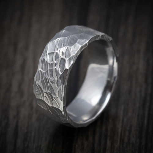 Baron X - Damascus Steel Rock Finish Men's Wedding Ring Band - view 4 - Nura Lab
