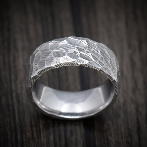 Baron X - Damascus Steel Rock Finish Men's Wedding Ring Band - view 2 - Nura Lab