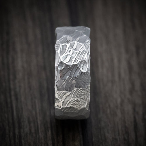 Baron X - Damascus Steel Rock Finish Men's Wedding Ring Band - view 3 - Nura Lab
