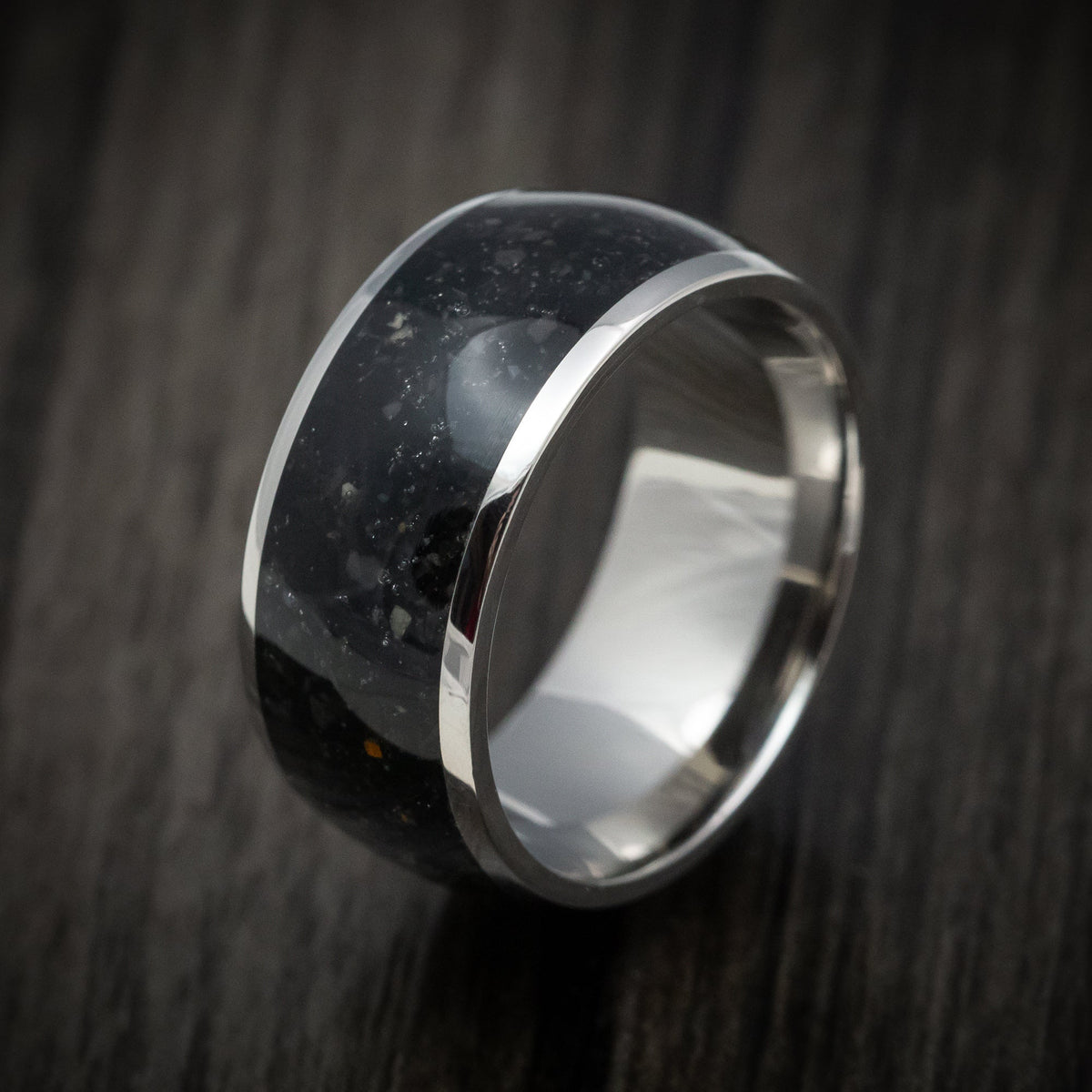 Echelon IV - Titanium and Onyx Men's Wedding Ring Stone Inlay Band - view 4 - Nura Lab