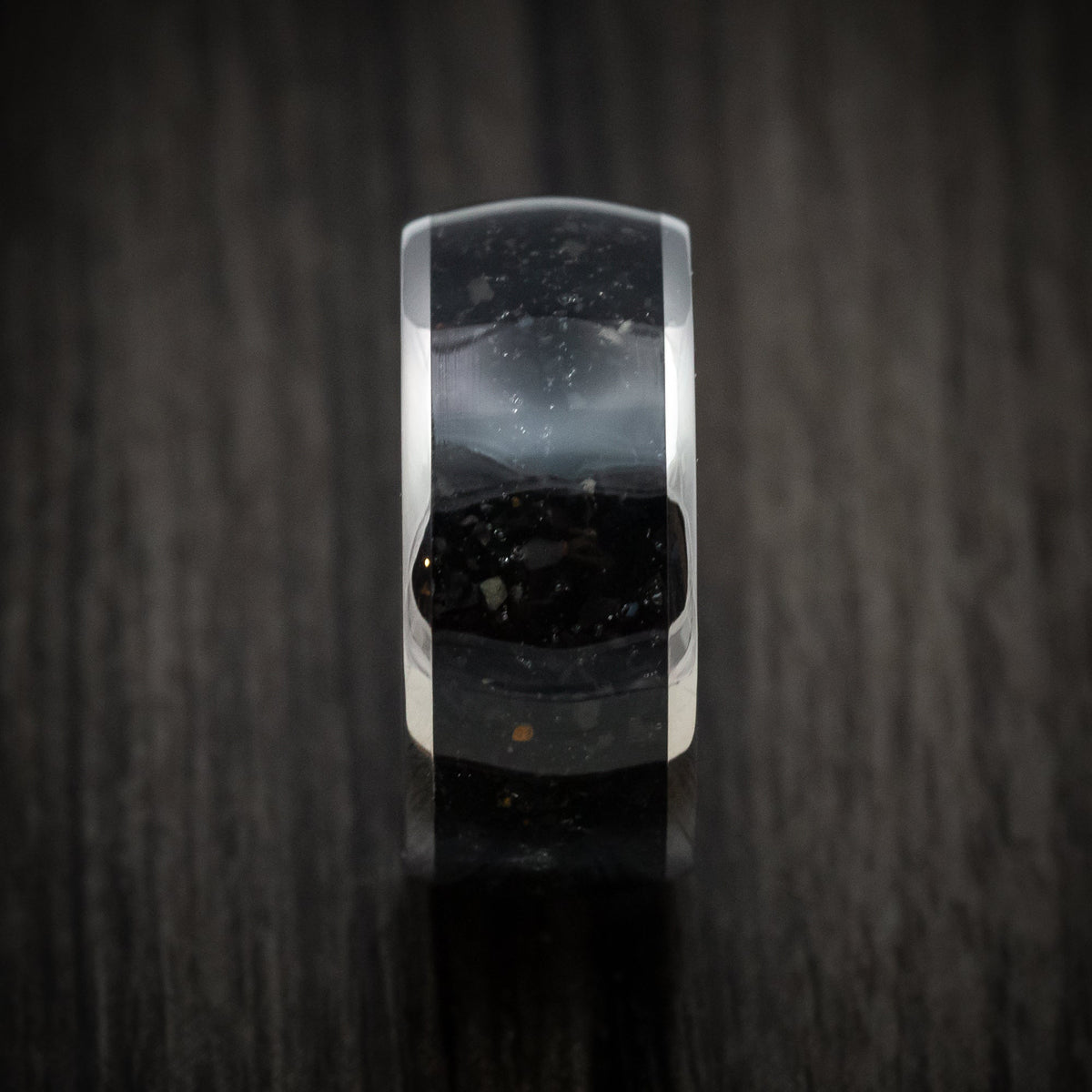Echelon IV - Titanium and Onyx Men's Wedding Ring Stone Inlay Band - view 3 - Nura Lab