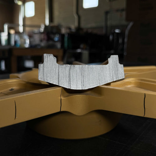 Timber XIV - Darkened Tantalum Wedding Ring with Supercar Ron Authentic Supercar Wheel Inlay and 10K Gold Sleeve - view 6 - Nura Lab