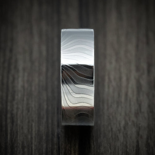 Ridge XII - Damascus Steel Squared Men's Wedding Ring Band - view 3 - Nura Lab
