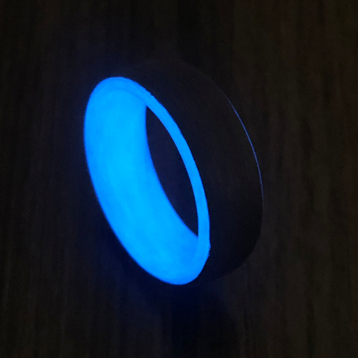 Heritage XIV - Carbon Fiber And Blue Glow Sleeve Men's Wedding Ring - view 5 - Nura Lab