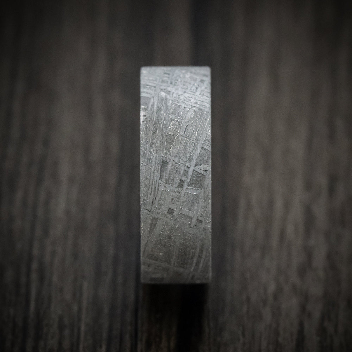Tasman XII - Gibeon Meteorite Men's Wedding Ring with Wood Sleeve Band - view 3 - Nura Lab