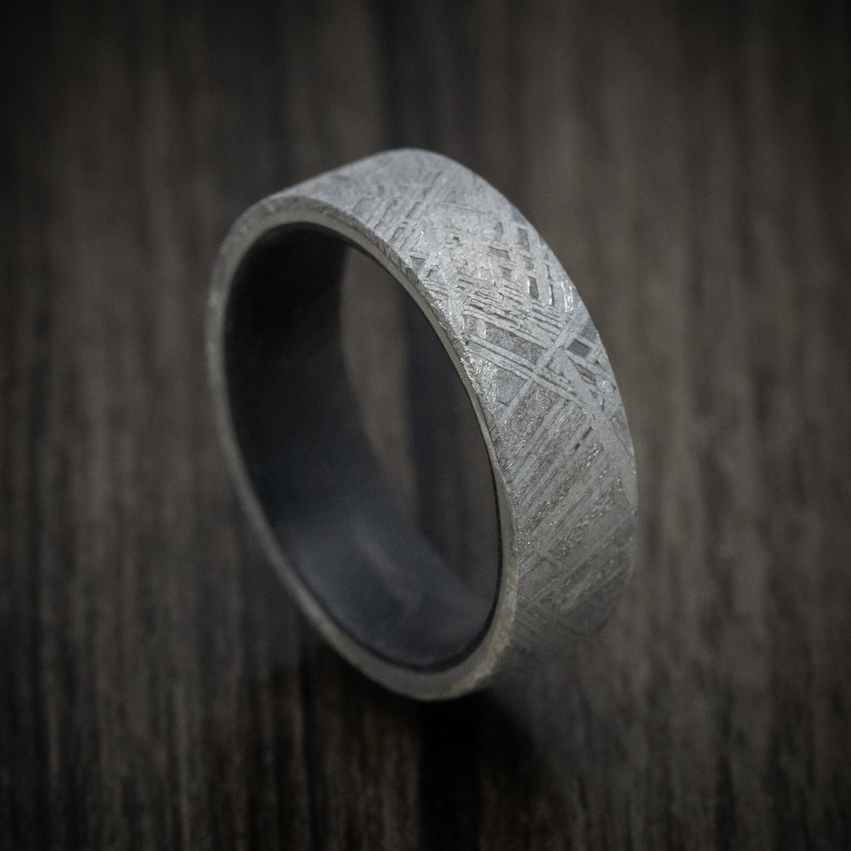 Coal XIV - Gibeon Meteorite Men's Wedding Ring with Forged Carbon Fiber Sleeve Band - Nura Lab