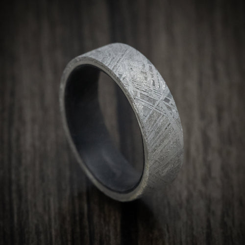 Coal XIV - Gibeon Meteorite Men's Wedding Ring with Forged Carbon Fiber Sleeve Band - Nura Lab