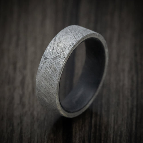 Coal XIV - Gibeon Meteorite Men's Wedding Ring with Forged Carbon Fiber Sleeve Band - view 4 - Nura Lab