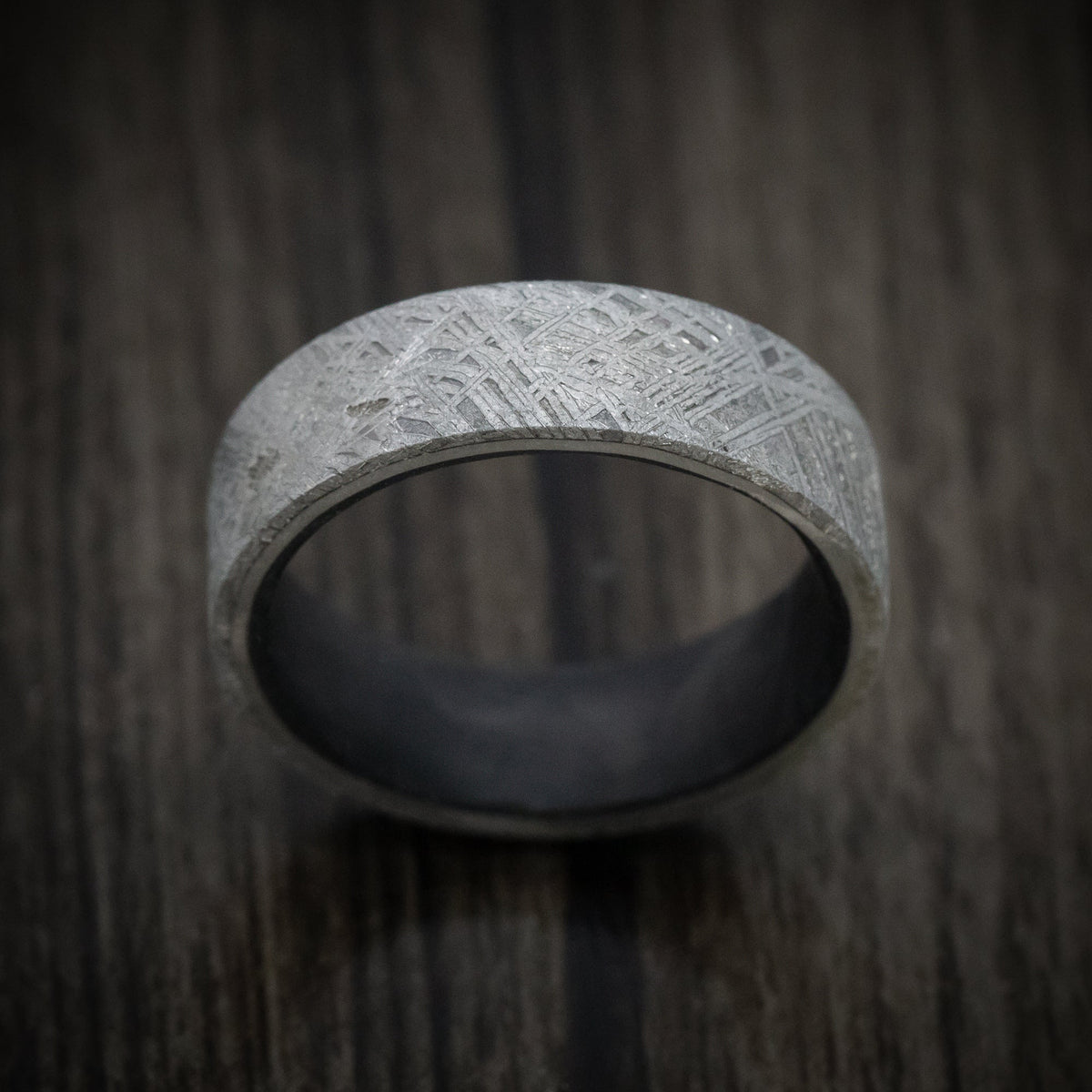 Coal XIV - Gibeon Meteorite Men's Wedding Ring with Forged Carbon Fiber Sleeve Band - view 2 - Nura Lab