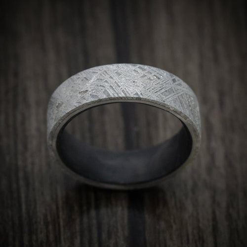 Coal XIV - Gibeon Meteorite Men's Wedding Ring with Forged Carbon Fiber Sleeve Band - view 2 - Nura Lab