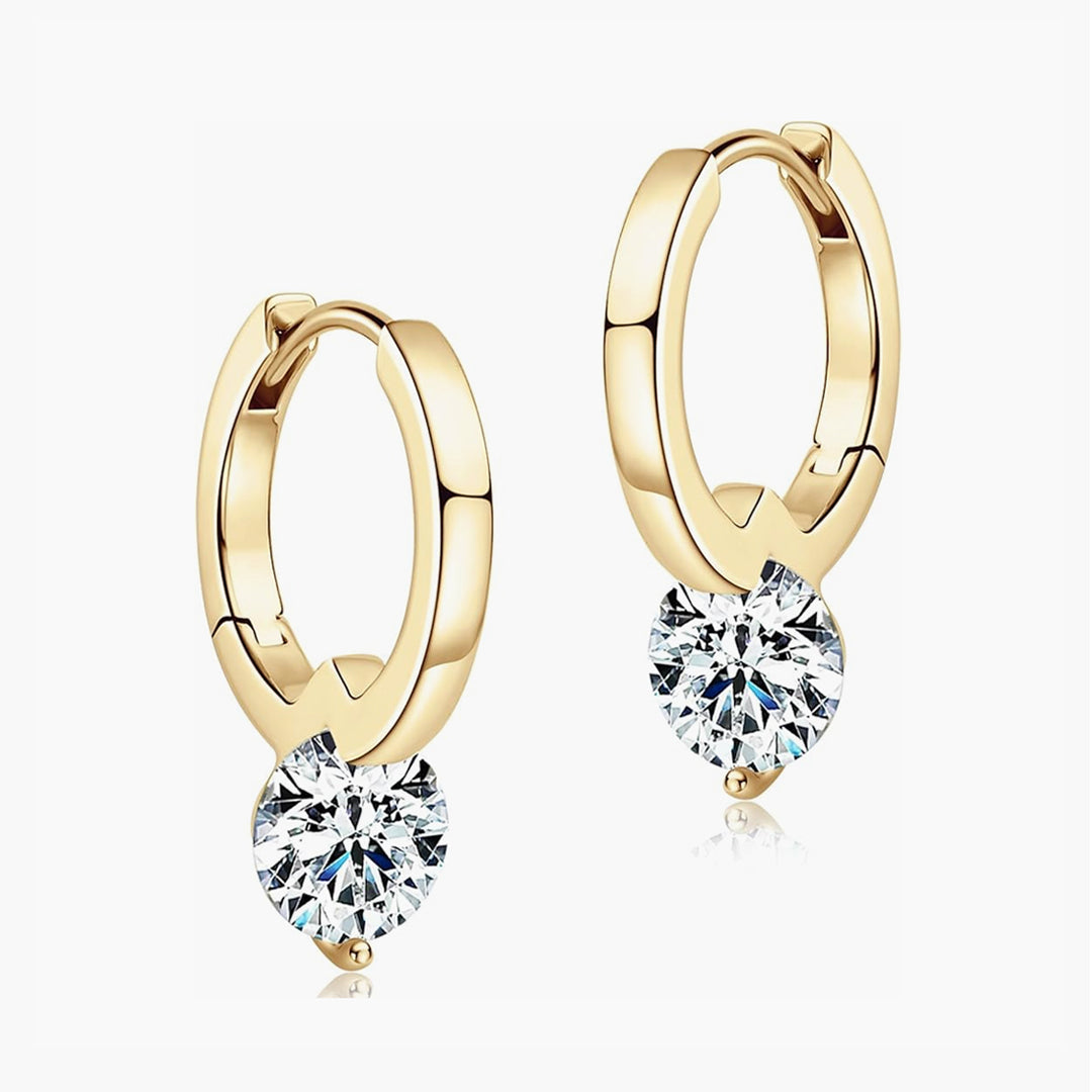 Izzy Round-Cut Moissanite Earrings by Nura Lab in 14K yellow gold plating over S925 sterling silver