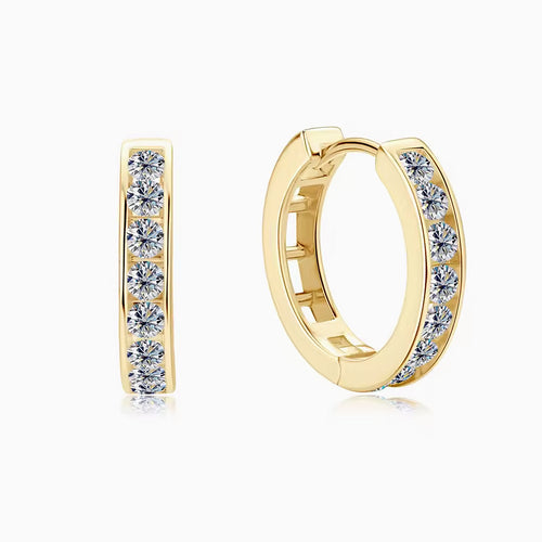 Jemma Moissanite Hoop Earrings by Nura Lab in 14K yellow gold plating over S925 sterling silver