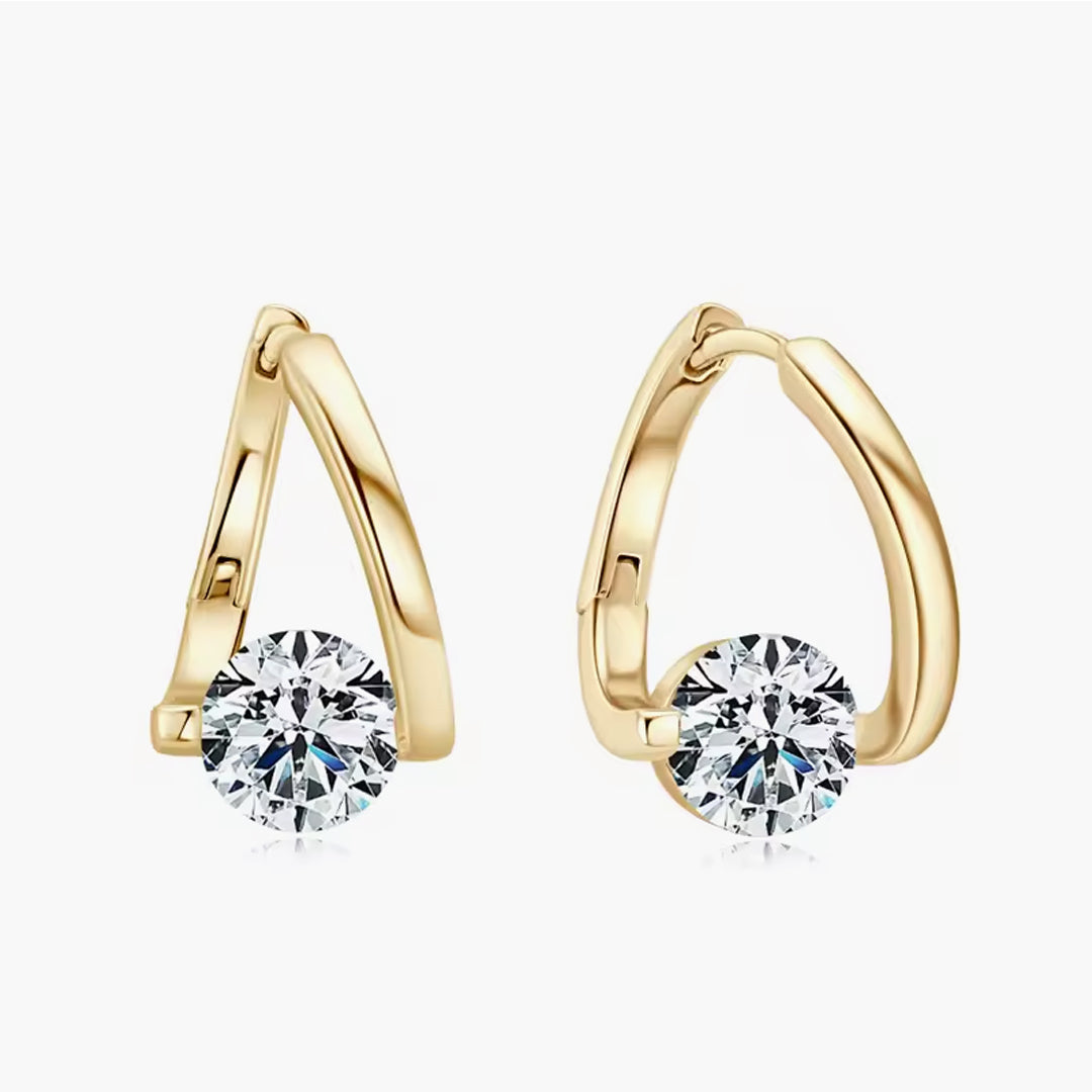 June Round-Cut Moissanite Earrings by Nura Lab in 14K yellow gold plating over S925 sterling silver