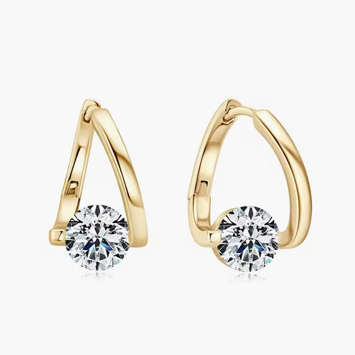 June Round-Cut Moissanite Earrings by Nura Lab in 14K yellow gold plating over S925 sterling silver