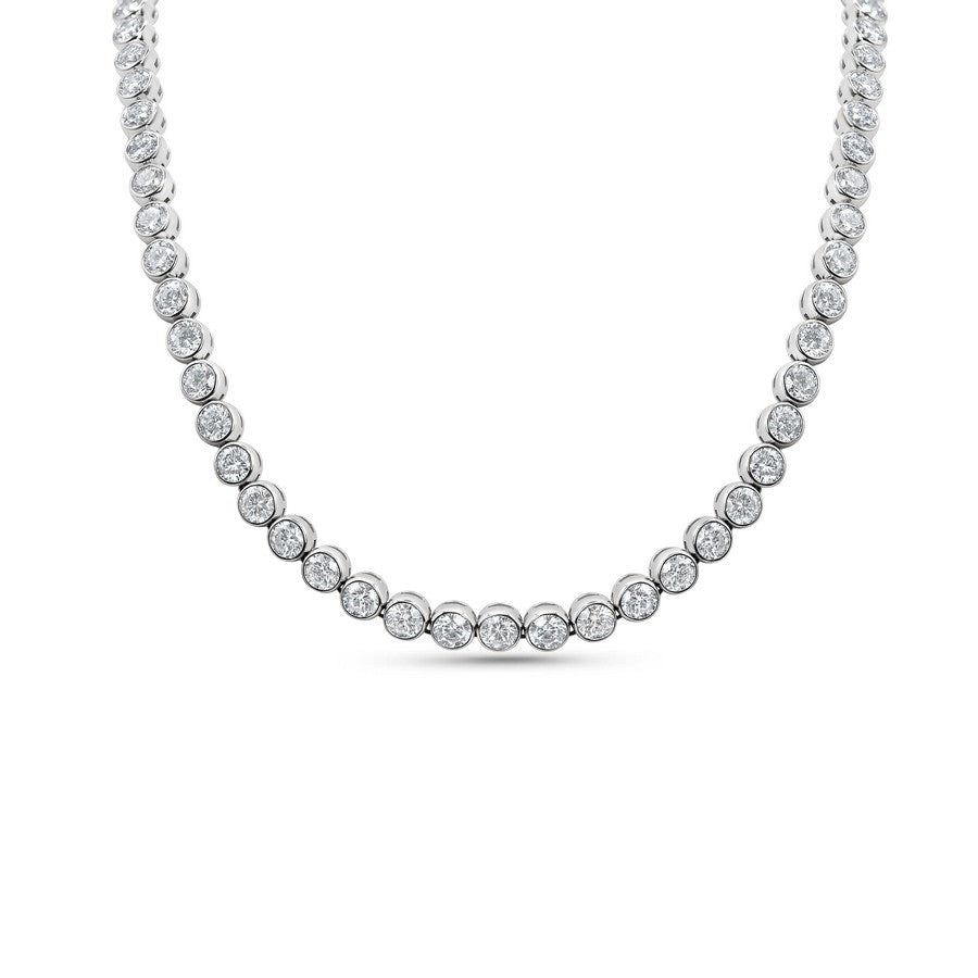 30 Carat Lab Diamond Bezel Tennis Necklace 14K Gold