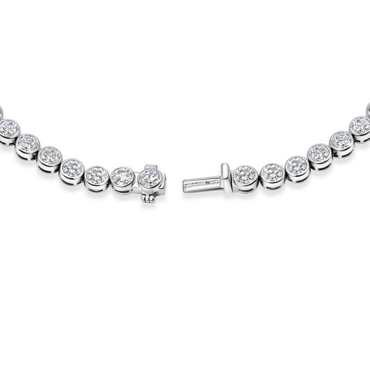 30 Carat Lab Diamond Bezel Tennis Necklace 14K Gold