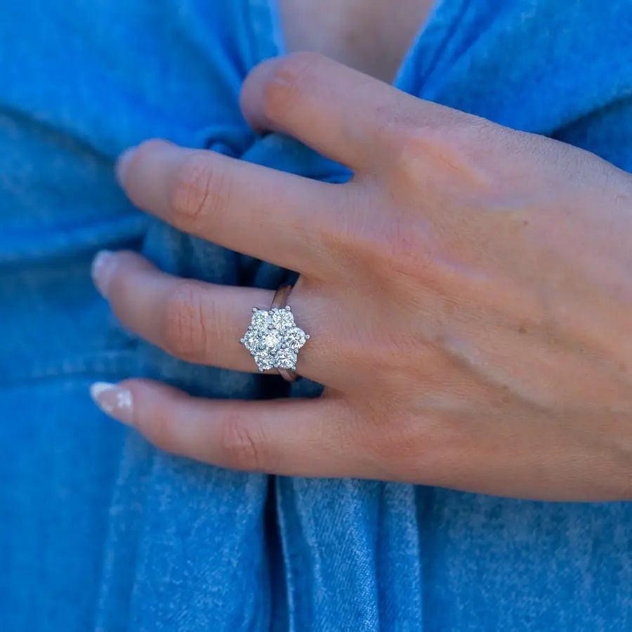 2.5ct Cluster Diamond Ring Nura Lab