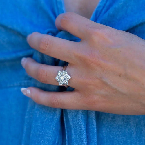 2.5ct Cluster Diamond Ring Nura Lab