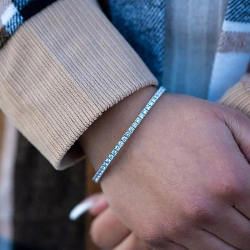 3 Carat Lab Diamond Elastic Tennis Bracelet 14K Gold Nura Lab