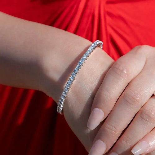 3 Carat Lab Diamond Elastic Tennis Bracelet 14K Gold Nura Lab